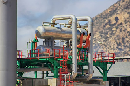 pipes thousand colors in a modern oil refinery