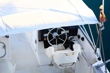 rudder and steering modern white yacht sailing