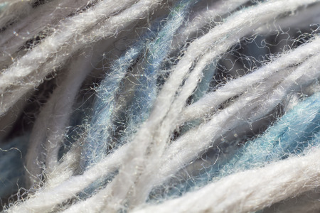 wool yarn white and blueの写真素材