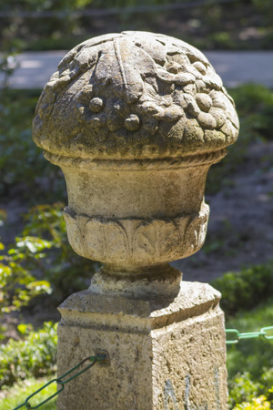 stone sculpture of a decorated vaseのeditorial素材