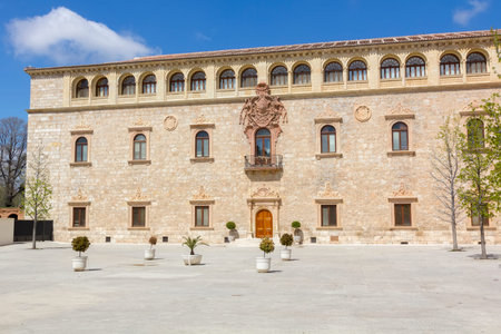 streets and old buildings of the town of Alcala de Henares, Spainのeditorial素材