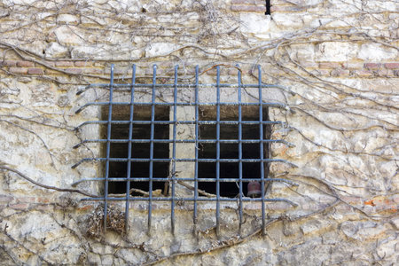 iron grating in window in castle