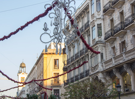MADRID,SPAIN - DECEMBER 18: The streets of Madrid are filled with lights and people doing their Christmas shopping December 18, 2014 in Madrid Spainのeditorial素材
