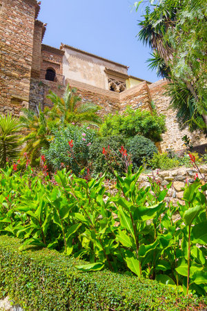Courtyards and gardens of the famous Palace of the Alcazaba in Malaga Spainのeditorial素材