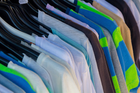 Many summer dresses in various colorsの写真素材