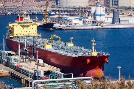 large tankers unloading crude oilの写真素材