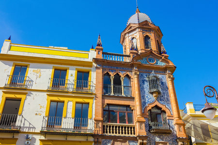 arabesque style buildings with highly decorated in Seville, Spainのeditorial素材