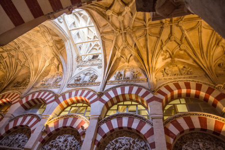 Arabic style highly decorated ceilings in the Mosque of Cordoba, Spainのeditorial素材
