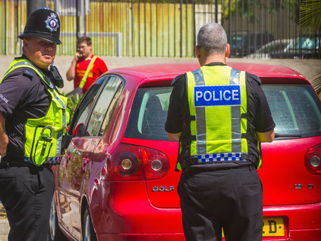 London, England September 3, 2014: Police in the typical English town patrol the streets of the city, on September 3, 2014 ,London Englandのeditorial素材