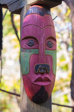 African masks wooden totem sculpturesの写真素材