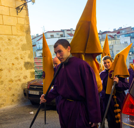 CUENCA, Spain April 2, 2015: preparations for the parade of the Nazarenes in Easter in Cuenca, Spain