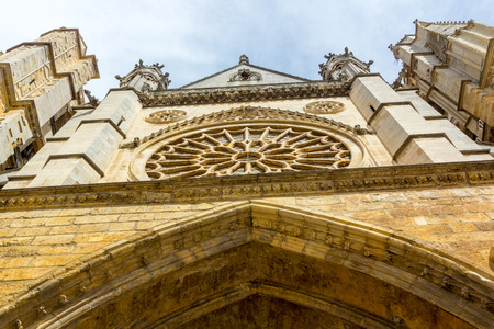 Famous Cathedral of Leon in Spainの写真素材