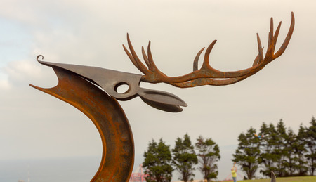 abstract sculpture of a deer, Gijon, Spainの写真素材