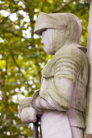 Statue of knights in white stone, Aviles, Spainの写真素材