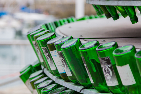 details of green glass bottlesのeditorial素材