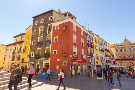 Typical colorful houses in the city of Cuenca, Spainのeditorial素材