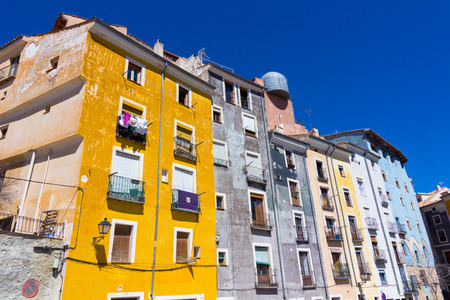 Typical streets and buildings of the famous city of Cuenca, Spainの写真素材