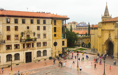 Square Alfonso II the Chaste, Oviedo, Spainのeditorial素材