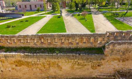 Park surrounding the castle of zamora,Spainの写真素材