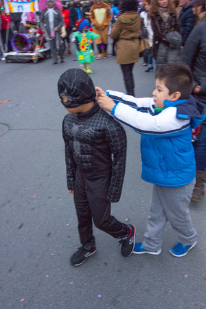 MADRID, SPAIN - February, 10: Carnival festivities with groups of people disguised on February, 10, 2017 in Madrid, Spainのeditorial素材