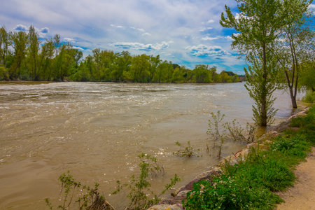 River duero on your way through the city of Zamoraの写真素材