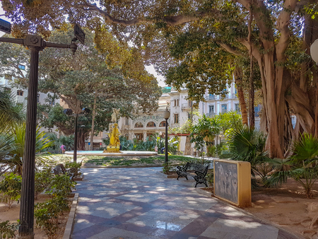 Park in the center of the city of alicante Spainの写真素材