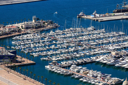 Alicante, Spain 06/15/2019: modern marina in the city of Alicanteの写真素材