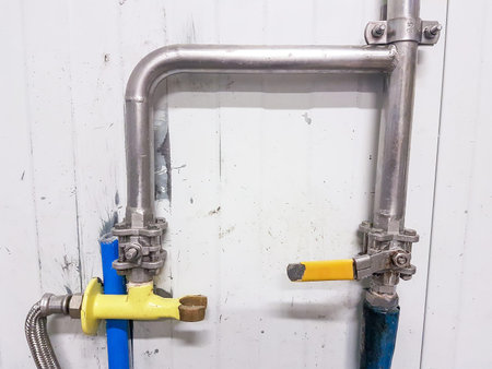 Detail small stopcocks for liquids with the yellow handle