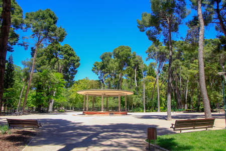 kiosk in the middle of a parkの写真素材
