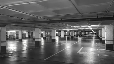 Madrid Spain; 01/15/2019: General view of a modern underground parkingのeditorial素材