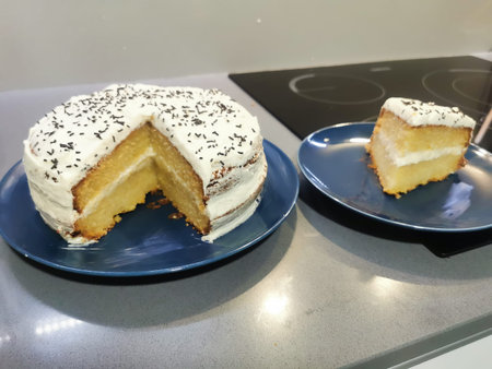 delicious sponge cake and homemade cream