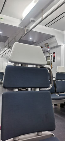 a seat on a modern trainの写真素材