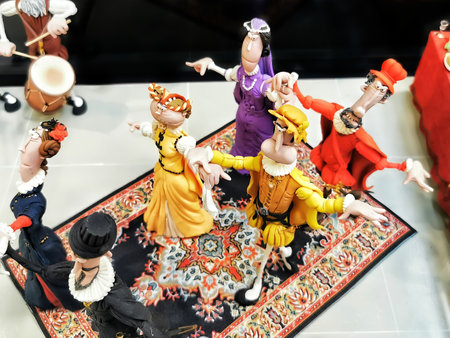 dolls in typical medieval danceの写真素材