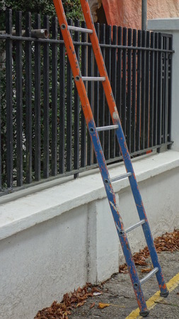 Blue and Orange Ladderの写真素材