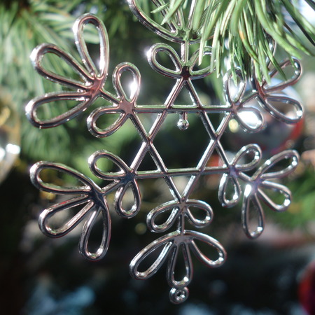 Silver Snowflake Ornamentの写真素材