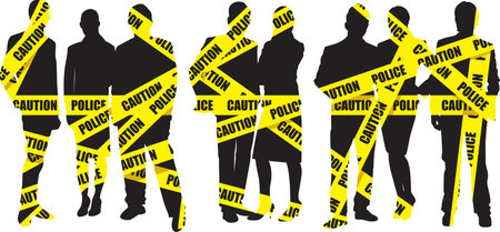 people on a police tapeのイラスト素材