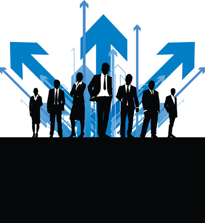 business people on an abstract arrow backgroundのイラスト素材