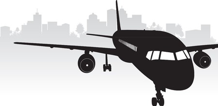 airplane cityscapeのイラスト素材