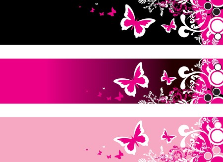 butterfly bannersのイラスト素材