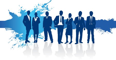 business people with blue splash backgroundのイラスト素材