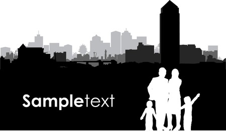 cityscape with a familyのイラスト素材
