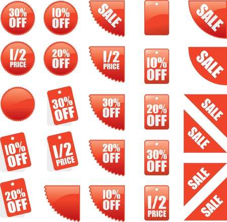 a set of sale and reduced signsのイラスト素材