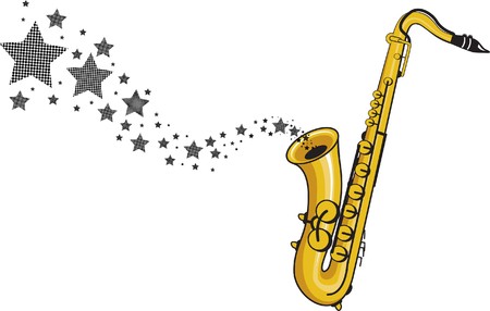 saxophone with starsのイラスト素材