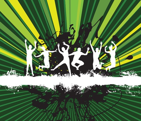 people on a splash bannerのイラスト素材