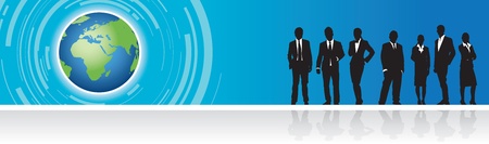 business people on a world backgroundのイラスト素材