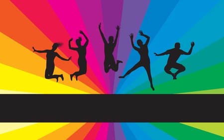 people jumping backgroundのイラスト素材
