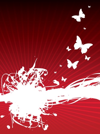 a splash spiral background with butterfliesのイラスト素材