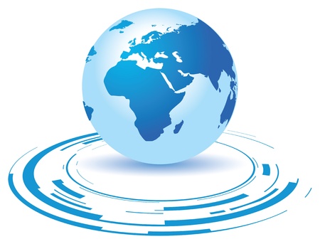 a globe on a broken blue backgroundのイラスト素材