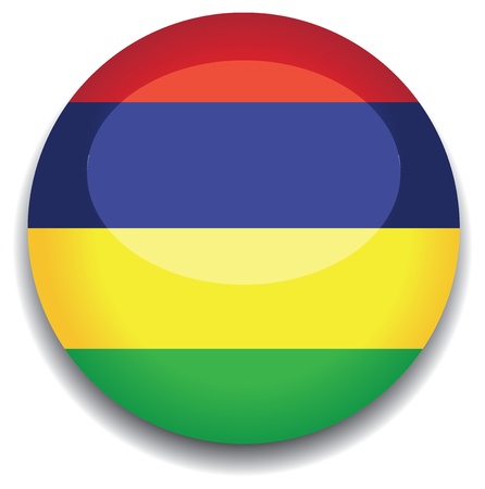 mauritius flag in a buttonのイラスト素材