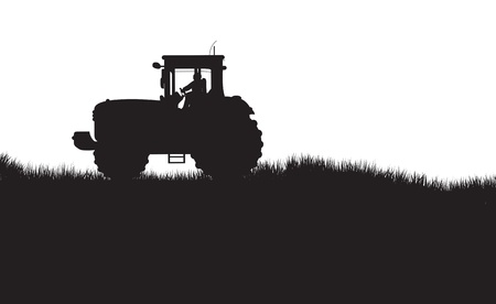 tractor in a fieldのイラスト素材